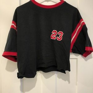 black and red jersey crop top